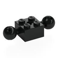 Technic Brick Special 2 x 2 with 10.2mm Balls with Holes and Axle Hole (Black)