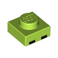 Plate 1 x 1 with 2 Black Rectangles Print (Minecraft Zombie Eyes) (Lime)