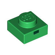 Plate 1 x 1 with 1 Black Rectangle Print [Minecraft Zombie Mouth] (Green)