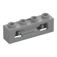 Launcher, Brick Special 1 x 4 with Inside Clips (Disk Shooter) with Recessed Center 2 Studs (Light Bluish Gray)