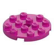 Plate Round 4 x 4 with Pin Hole (Magenta)