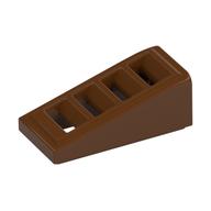 Brick Sloped 18° 2 x 1 x 2/3 with 4 Slots / Grate (Reddish Brown)