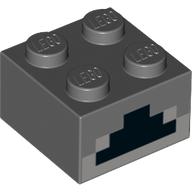 Brick 2 x 2 with Light Bluish Gray and Black Pixelated Furnace Print (Dark Bluish Gray)
