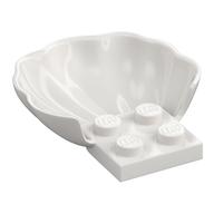 Animal Body Part, Clam / Scallop Half Shell with 4 Studs (White)