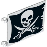 Flag 6 x 4 with Clips with Skull with Crossed Cutlasses (Jolly Roger) Print on Both Sides (White)