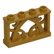 Fence Ornamented 1 x 4 x 2 with 4 Studs (Pearl Gold)