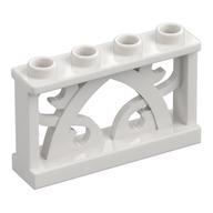 Fence Ornamented 1 x 4 x 2 with 4 Studs (White)