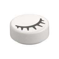 Tile Round 1 x 1 with Black Eye Closed with Eyelashes Print (White)