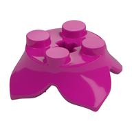 Plant, Leaves, Round 2 x 2 x 2/3 with + Axle Hole and 4 Leaf Extensions (Magenta)