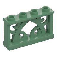 Fence Ornamented 1 x 4 x 2 with 4 Studs (Sand Green)