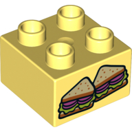 Duplo Brick 2 x 2 with 2 Sandwich Halves Print (Bright Light Yellow)