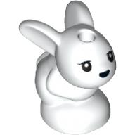 Animal, Rabbit / Bunny, Baby Sitting with Black Eyes and Black Nose Print (White)