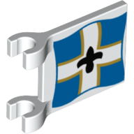 Flag 2 x 2 Square [Thick Clips] with Imperial Soldier Black Symbol over White Cross on Blue Background with Yellow Border Print (White)