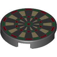 Tile Round 2 x 2 with Dart Board Print (Black)