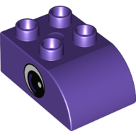 Duplo Brick 2 x 3 with Curved Top with Eye Print on Both Sides (Dark Purple)