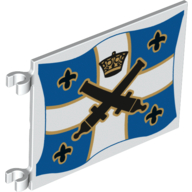 Flag 6 x 4 with Clips with Crossed Cannons over Blue and White Cross with Yellow Outline Print on Both Sides (White)
