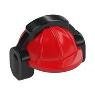 Helmet, Construction / Hard Hat, Black Ear Protector / Headphones Pattern (Red)
