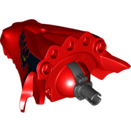 Creature Body Part, Dragon Head Upper Jaw with Large Black Scales and Yellow Eyes Print (Red)