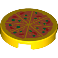 Tile Round 2 x 2 with Pizza Print (Yellow)