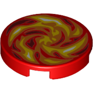 Tile Round 2 x 2 with Fire Print (Red)