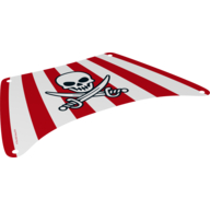 Sail, Rectangle, 27 x 17 with Red Stripes, Skull and Crossed Swords Print (White)