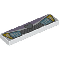 Tile 1 x 4 with Blue Headlights and Grille with Heart Print (White)