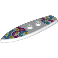 Sports Surfboard Standard with Pink and Medium Azure Swirls and Yellow Stars Print (White)