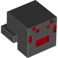 Minifig Head Special, Cube with Rear Ledge, Pixelated Red Face Print (Spider) (Black)