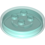 Function Brick Round 4 x 4 x 2/3 with 4 Studs (Generic for Gadgets) (Trans-Light Blue)
