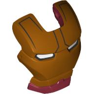 Headwear Accessory Visor Top Hinge with Gold Face Shield, Black Lines on Forehead and White Eyes Print (Iron Man) (Dark Red)