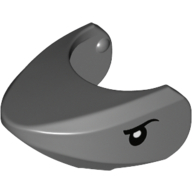 Animal Body Part, Shark Head with Rounded Nose with Black Eyes Print (Dark Bluish Gray)