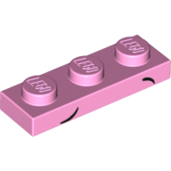 Plate 1 x 3 with 2 Small Black Arcs Low and High - (Sad Unikitty) Eyebrows Print (Bright Pink)