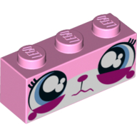 Brick 1 x 3 with Unikitty, Sad, Wide Eyes Watering Print (Bright Pink)
