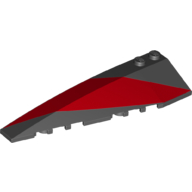 Brick Wedged, Curved 10 x 3 Left with Red Stripe Print (Black)