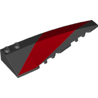 Brick Wedged, Curved 10 x 3 Right with Red Stripe Print (Black)