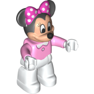 Duplo Figure Minnie Mouse with Bright Pink Top - White Legs (Bright Pink)