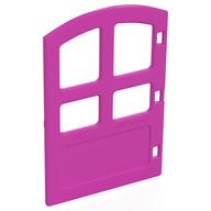 Duplo Door 1 x 4 x 4 with Four Panes, Different Size and Curved Top (Dark Pink)