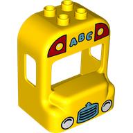 Duplo Bus Front with Headlights, Grille and 'ABC' Print (Yellow)