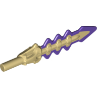 Weapon Sword, Serrated with Snake Skull Hilt and Dark Purple Blade Pattern (Tan)