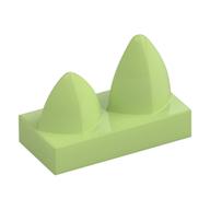 Tile Special 1 x 2 with Two Vertical Teeth / Tooth (Yellowish Green)