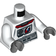 Torso Spacesuit Silver Belt and Chest Piece with Space Shuttle Logo, Front and Back Print, White Arms, Dark Bluish Gray Hands (White)
