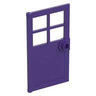 Door 1 x 4 x 6 with 4 Panes and Stud Handle (Dark Purple)