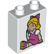Duplo Brick 1 x 2 x 2 with Sick Girl Print (White)