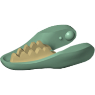 Animal Body Part, Dinosaur, Raptor / Dilophosaurus Lower Jaw with Tan Teeth Print (Sand Green)