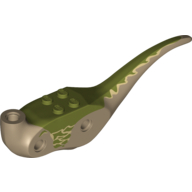 Animal Body Part, Dinosaur, Raptor Body with Olive Green Markings Print (Dark Tan)