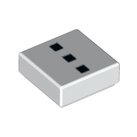 Tile 1 x 1 with 3 Black Squares Print (White)
