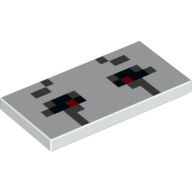 Tile 2 x 4 with Pixelated for Minecraft Ghast Open Eyes with 2 Red Squares Print (White)