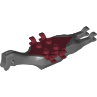 Animal Body Part, Dinosaur, Pteranodon Body, 4 Studs, 6 Clips with Dark Red Top (Dark Bluish Gray)