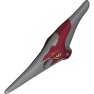 Animal Body Part, Dinosaur, Pteranodon Head with Eyes, Dark Red Marks (Dark Bluish Gray)