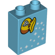 Duplo Brick 1 x 2 x 2 with Pouch with Skull and Stars Print (Medium Azure)
